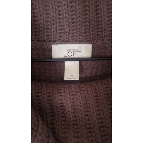 Ann Taylor LOFT Soft Alpaca Chunky Cable Knit Cowlneck Sweater - Size S - Plum - Picture 4 of 6